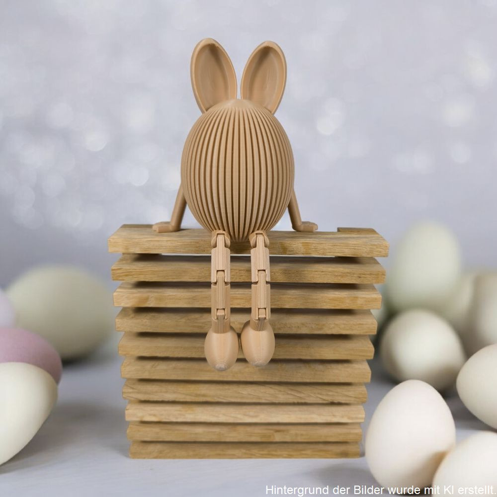 3D-Druck Hasen-Ei Kantenhocker mit Hasenohren als moderne Osterdekoration